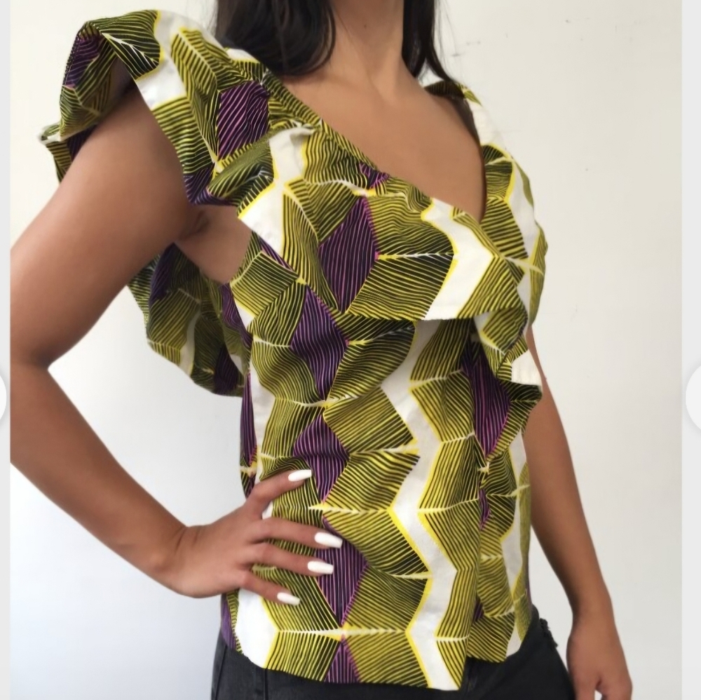 Zara Trafaluc Geometrical Striped Yellow and Purple Tank Top Size Large